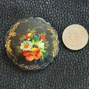 Floral Painted Brooch